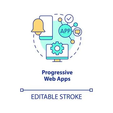 Progressive web apps concept icon Stock Illustration