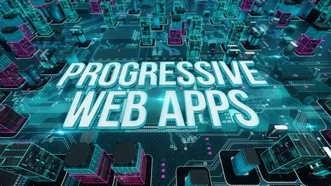 Progressive Web Apps digital technology hi-tech concept Stock Footage 111876426