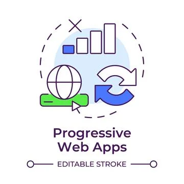 Progressive web apps multi color concept icon Stock Illustration