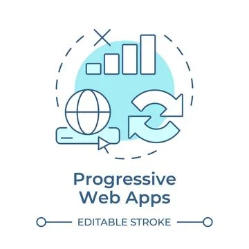 Progressive web apps soft blue concept icon Stock Illustration