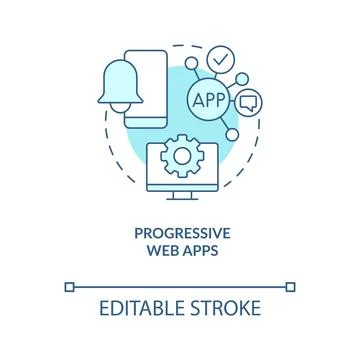 Progressive web apps turquoise concept icon Stock Illustration