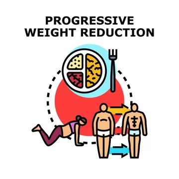 Progressive weight reduction concept with healthy lifestyle Stock Illustration