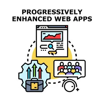 Progressively enhanced web apps concept vector illustration Stock Illustration