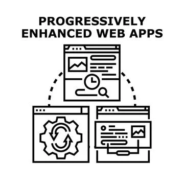 Progressively enhanced web apps concept vector illustration Stock Illustration
