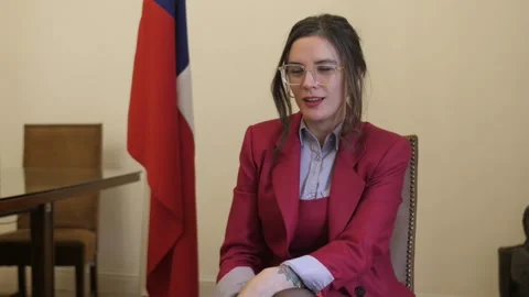 Progressivism and anti-communism in Chile: Camila Vallejo analyzes the landscape Stock Footage 314617072
