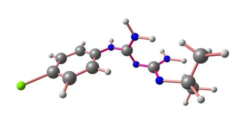 Proguanil molecular structure isolated on white Stock Illustration