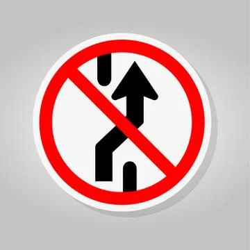 Prohibit Changing Lane, Do Not Go Right, No Change Traffic Lanes To The Right Stock Illustration