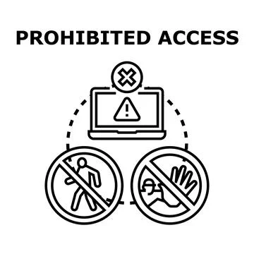 Prohibited access concept with security and warning signs イラスト素材