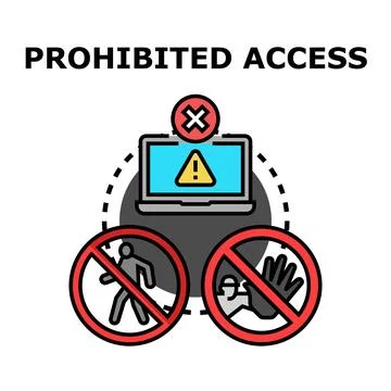Prohibited access concept with security and warning signs Stock Illustration