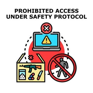 Prohibited access protocol preventing dangerous items and unauthorized entry Stock Illustration