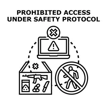 Prohibited access protocol preventing dangerous items and unauthorized entry Stock Illustration