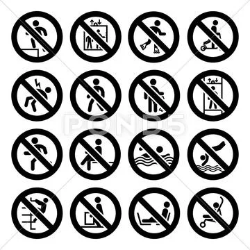Prohibited black signs vector Stock Illustration