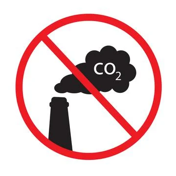 Prohibited cloud CO2 from chimney on white background. no industrial emission Stock Illustration