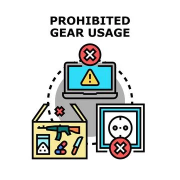 Prohibited gear usage preventing dangerous activities concept Illustrazione stock