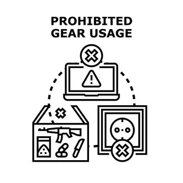 Prohibited gear usage preventing dangerous activities concept Stock Illustration
