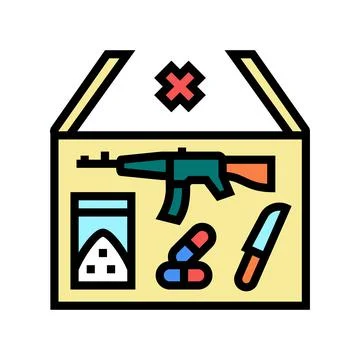 Prohibited goods color icon vector illustration イラスト素材
