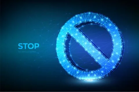 Prohibited icon. No sign empty crossed out circle. Low poly abstract forbidde Stock Illustration