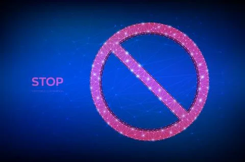 Prohibited icon. No sign empty crossed out circle. Low poly abstract forbidde Stock Illustration