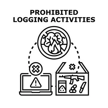 Prohibited logging activities concept preventing illegal actions Stock Illustration