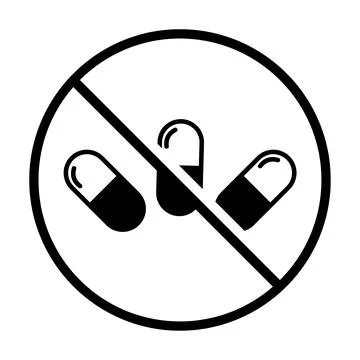 Prohibited medication icon for warning labels and safety signs Stock Illustration