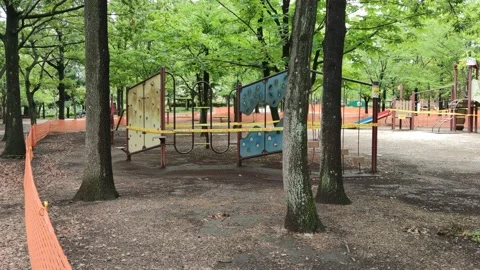 Prohibited park playground equipment Video stock 147479465