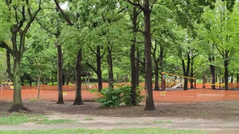 Prohibited park playground equipment Stock Footage 147479560