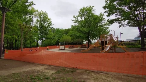 Prohibited park playground equipment Video stock 147479561
