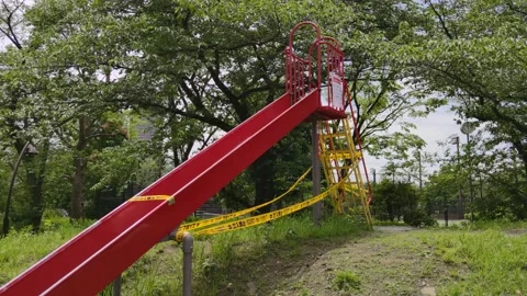 Prohibited park playground equipment Stock Footage 147479665