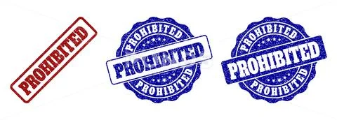 PROHIBITED Scratched Stamp Seals Stock Illustration