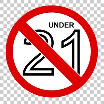 Prohibited sign, Not Allowed for under 21, at transparent effect backgrund Stock Illustration