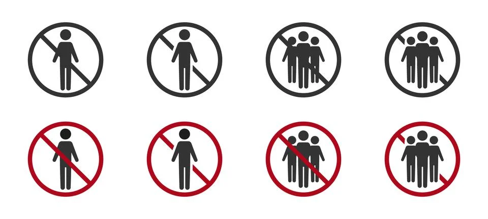 Prohibited sign vector icons set. No  entry vector icons set Stock Illustration