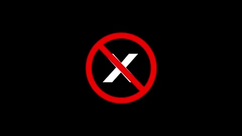 Prohibited sign with white cross on black background, danger alert symbol, .. Stock Footage 340455407