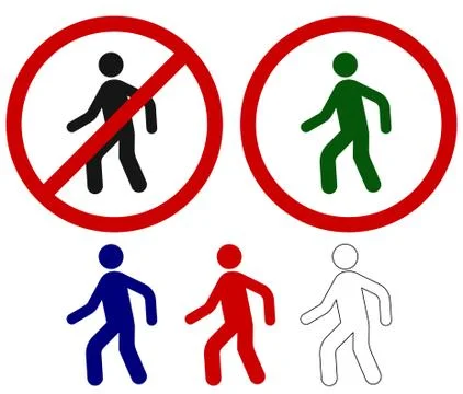 Prohibited signs walking man Stock Illustration