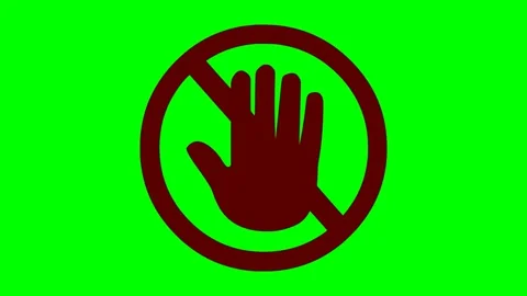 Prohibited stop sign with flashing red light on green screen chroma key Stock Footage 339473028