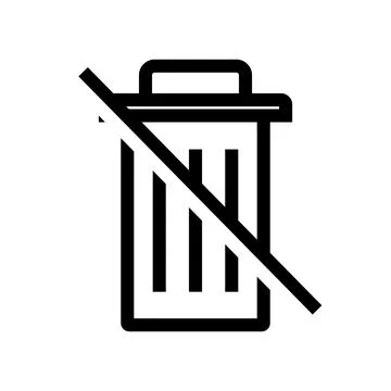 Prohibited trash bin icon with crossed lid for environmental safety signage Stock Illustration