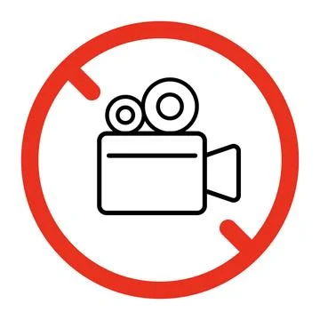 Prohibited video camera, no shooting film on camera sign. Forbidden camcorder Stock Illustration