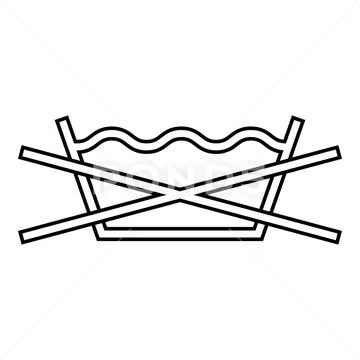 Prohibited wash Clothes care symbols Washing concept Laundry sign icon outlin Stock Illustration