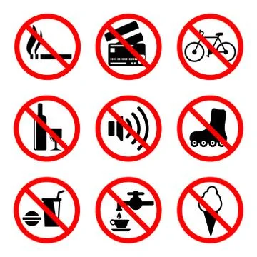 Prohibiting signs set Stock Illustration