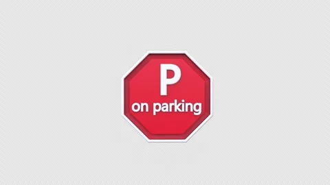 Prohibition car parking red warning sign concept 3d animation video with al.. Stock Footage 303049547