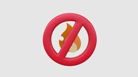 Prohibition fire red warning sign concept 3d animation video with alpha chann Stock Footage 303039019