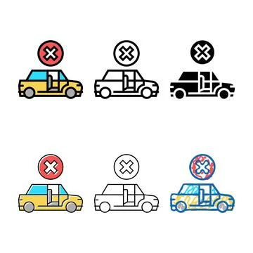 Prohibition to get forms in stranger car color icon vector Stock Illustration