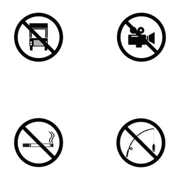 Prohibition icon set Illustrazione stock