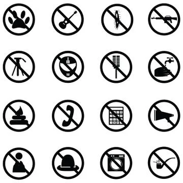 Prohibition icon set Stock Illustration