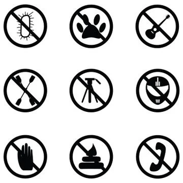 Prohibition icon set Illustrazione stock