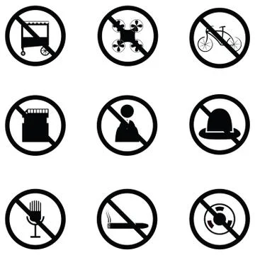 Prohibition icon set Stock Illustration