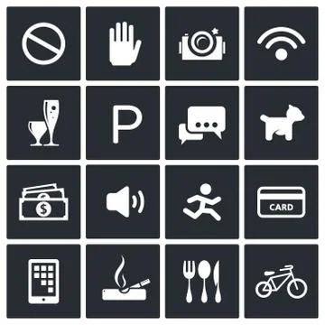 Prohibition icons set Stock Illustration