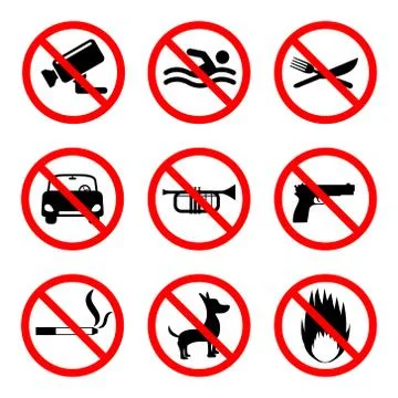 Prohibition icons set Illustrazione stock