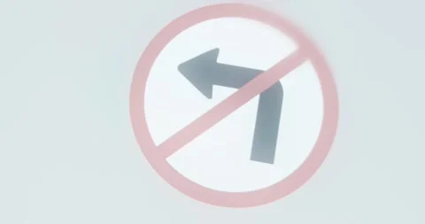 Prohibition to make a Left Turn traffic sign Stock Footage 313864249