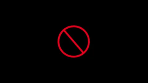 Prohibition No Entry Icon on black Background.Red circle with diagonal slas.. Stock Footage 341516230