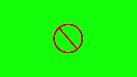 Prohibition No Entry Icon on green Background.Red circle with diagonal slas.. Vidéo 340408257